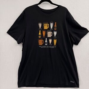 Life Is Good Beer is Proof Crusher T Shirt XL Cotton Black Graphic Tee Brewery